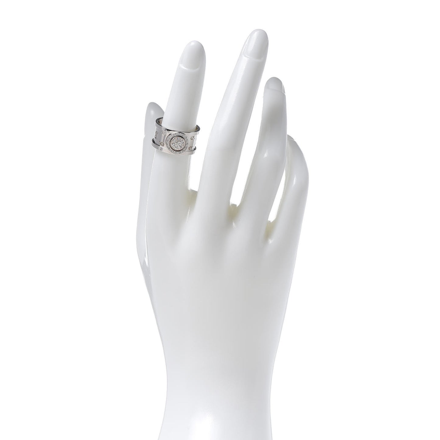 18K White Gold Diamond 10mm Icon Twirl Band Ring 53 6.5