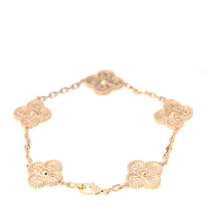 Van Cleef & Arpels 18K Yellow Gold 5 Motifs Vintage Alhambra Bracelet 3 of 6