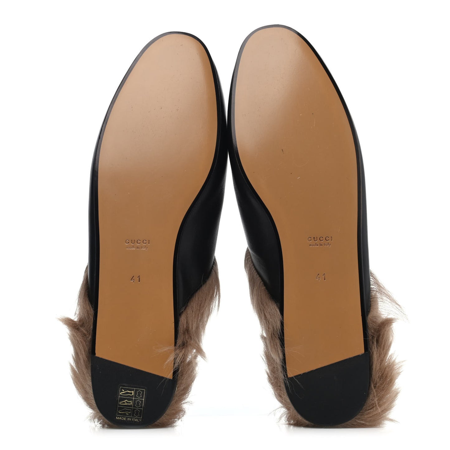 Calfskin Fur Womens Princetown Slippers 41 Black