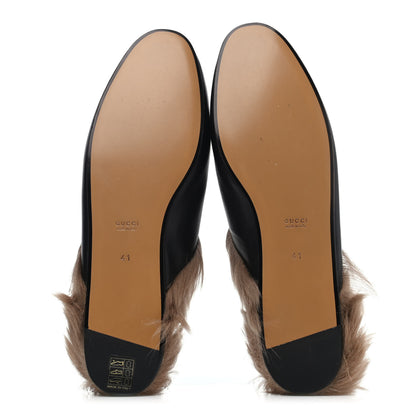 Gucci Calfskin Fur Womens Princetown Slippers 41 Black 4 of 4