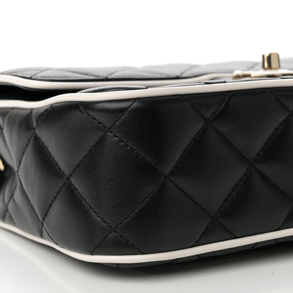 Chanel Lambskin Quilted Resin Graphic Frame Flap Bag Black White 9 of 12