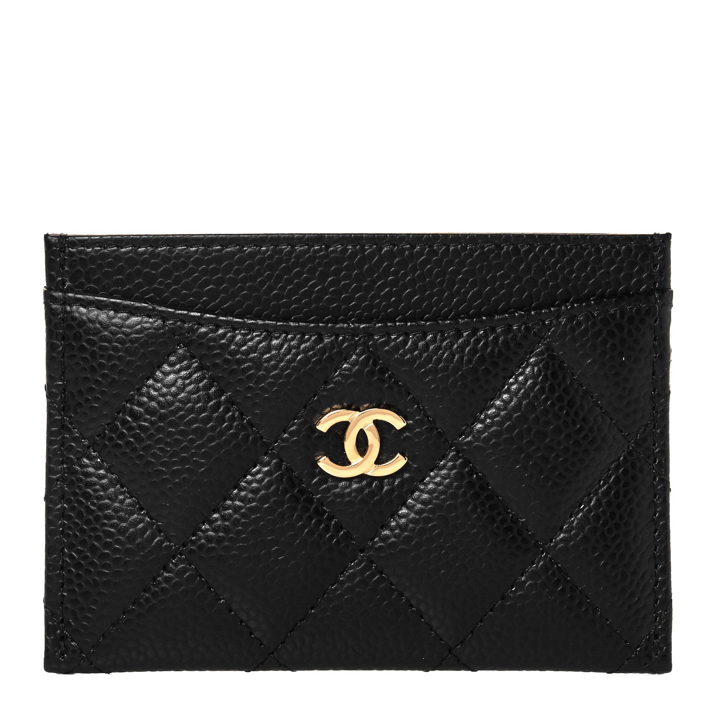 Caviar Quilted Card Holder Black