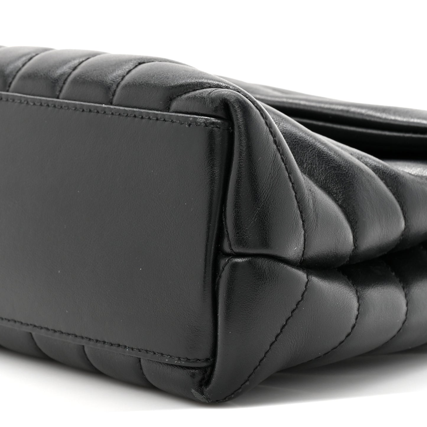 Calfskin Y Quilted Monogram Small Loulou Chain Satchel Black Black