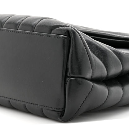 Saint Laurent Calfskin Y Quilted Monogram Small Loulou Chain Satchel Black Black 10 of 14