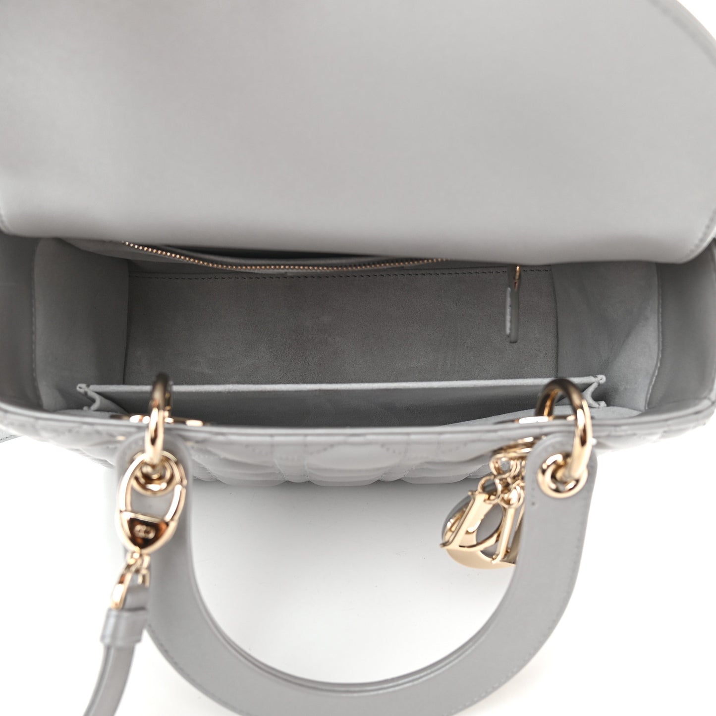 Pearly Lambskin Cannage Medium Lady Dior Opaline