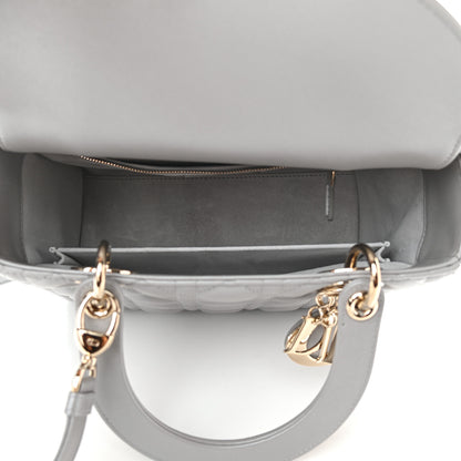 Christian Dior Pearly Lambskin Cannage Medium Lady Dior Opaline 5 of 8