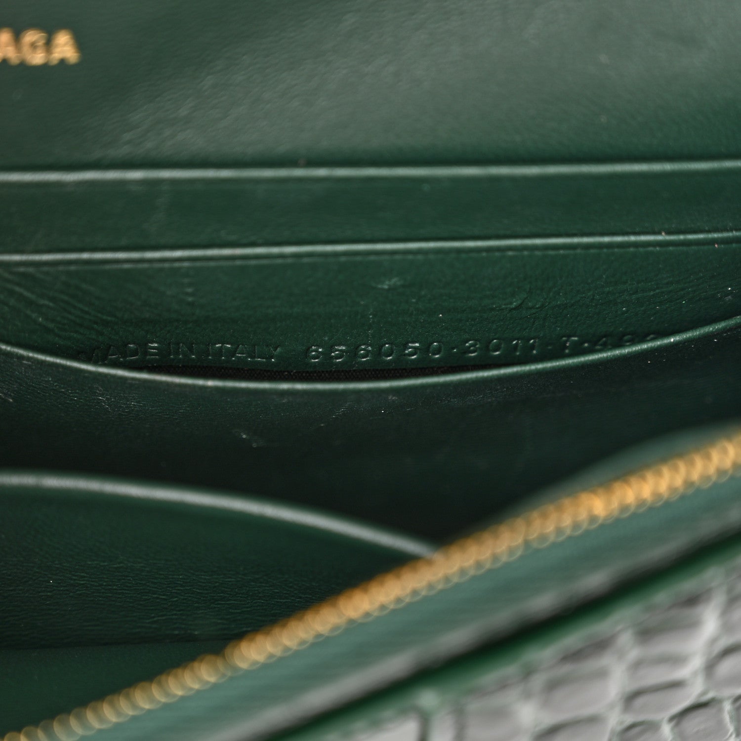 Balenciaga Shiny Calfskin Crocodile Embossed Hourglass Chain Bag Forest Green 7 of 13