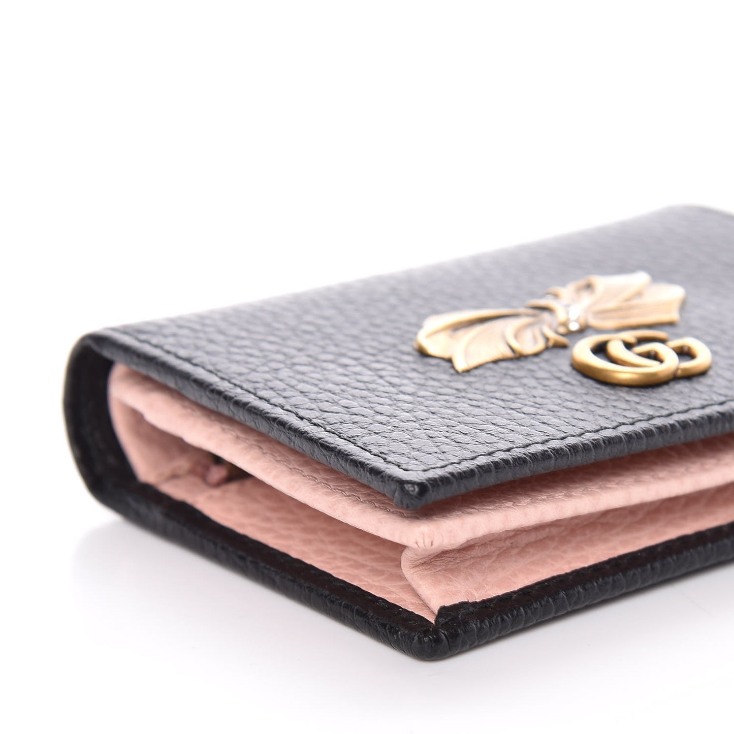 Calfskin GG Marmont Bow Card Case Black