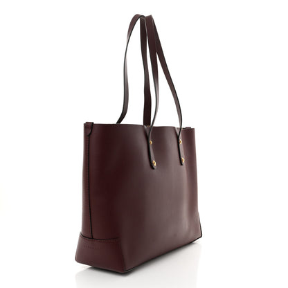Burberry Calfskin Crest Embossed Small Tote Burgundy 3 of 9