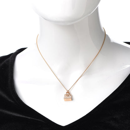 Hermes 18K Rose Gold Diamond Birkin Amulette Pendant Necklace 2 of 6