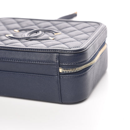 Chanel Caviar Quilted Medium CC Filigree Vanity Case Navy 10 of 11