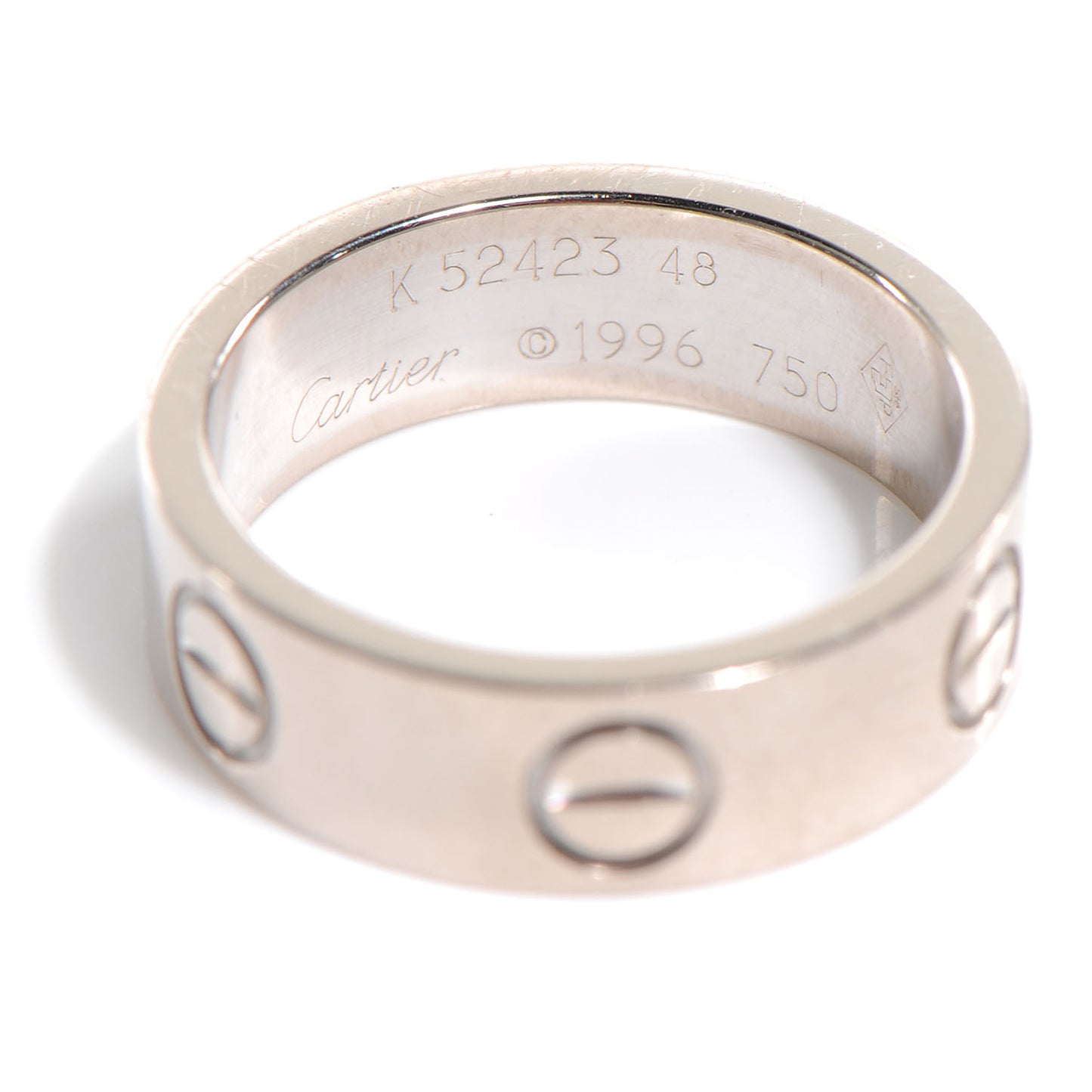 18K White Gold 5.5mm LOVE Ring 48 4.5