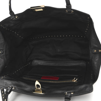 Valentino Garavani Vitello Medium Rockstud Tote Black 5 of 9