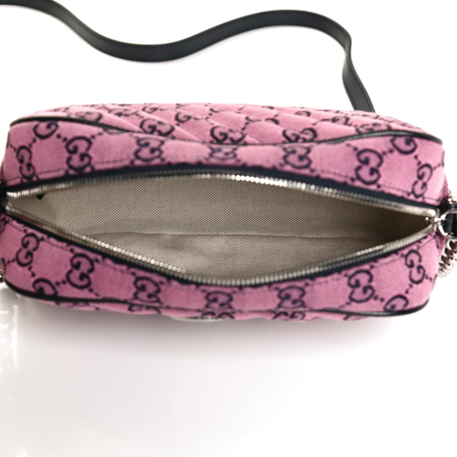 Gucci Monogram Multicolor Matelasse Diagonal Small GG Marmont Chain Shoulder Bag Pink Blue 4 of 10