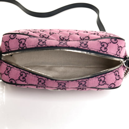 Gucci Monogram Multicolor Matelasse Diagonal Small GG Marmont Chain Shoulder Bag Pink Blue 4 of 10