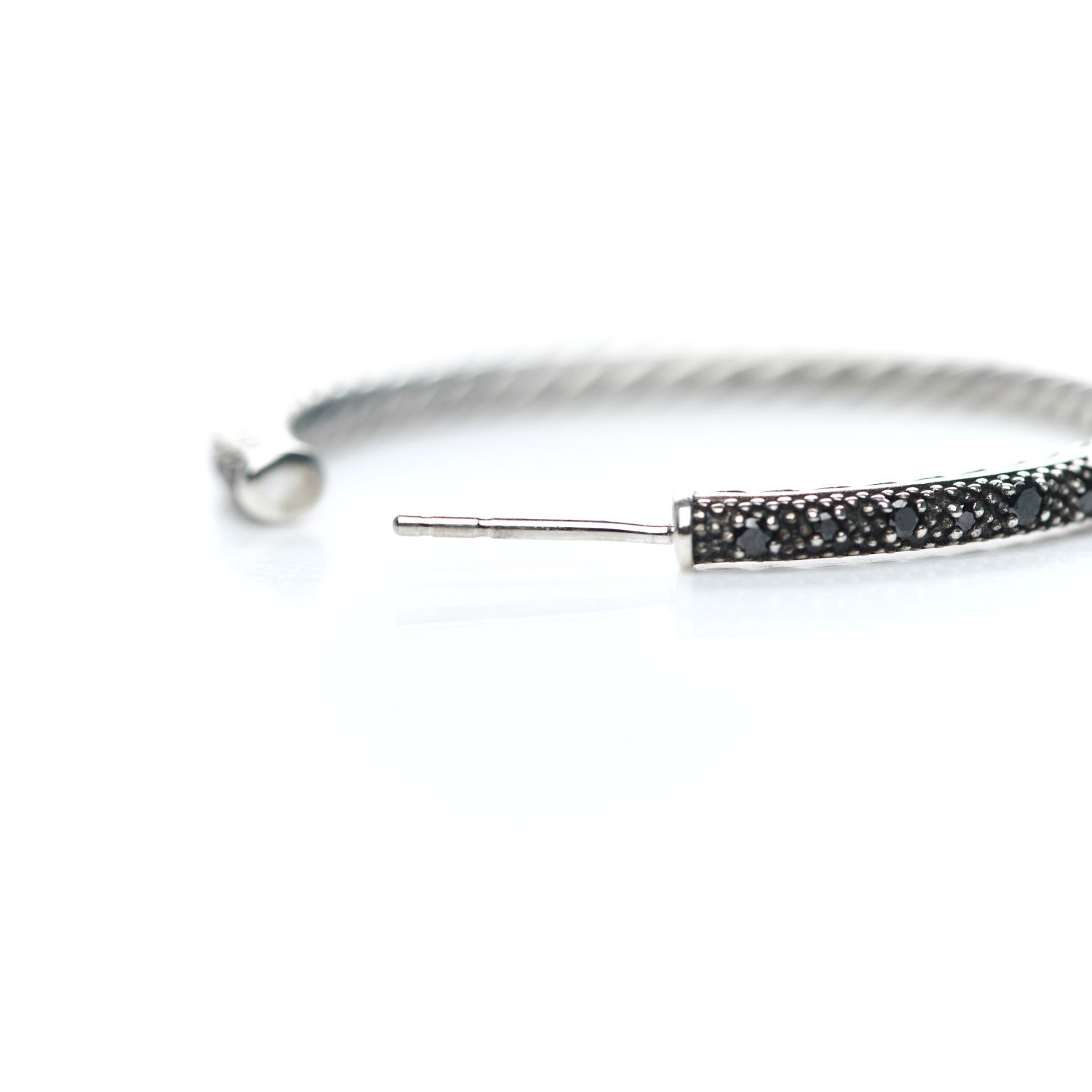 David Yurman Sterling Silver Black Diamond 42mm Large Midnight Melange Hoop Earrings 5 of 5