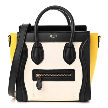 Celine Elephant Calfskin Nano Tri-Color Luggage Yellow 1 of 9