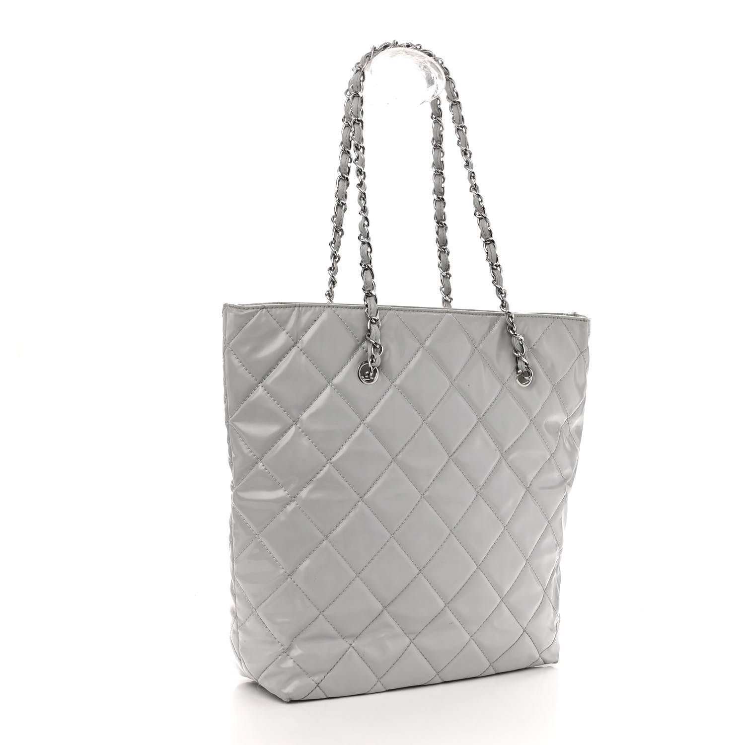 Chanel Vinyl Quilted In The Business North South Tote Light Grey 3 of 11