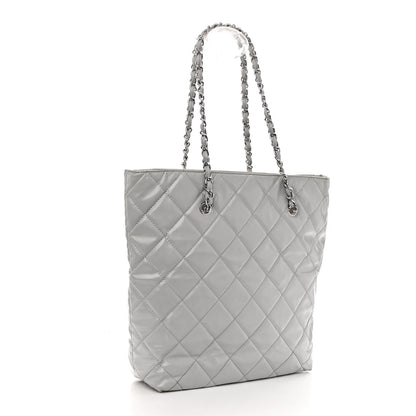 Chanel Vinyl Quilted In The Business North South Tote Light Grey 3 of 11