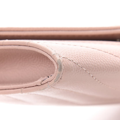 Saint Laurent Grain De Poudre Matelasse Chevron Small Monogram Envelope Wallet Pale Pink 8 of 12