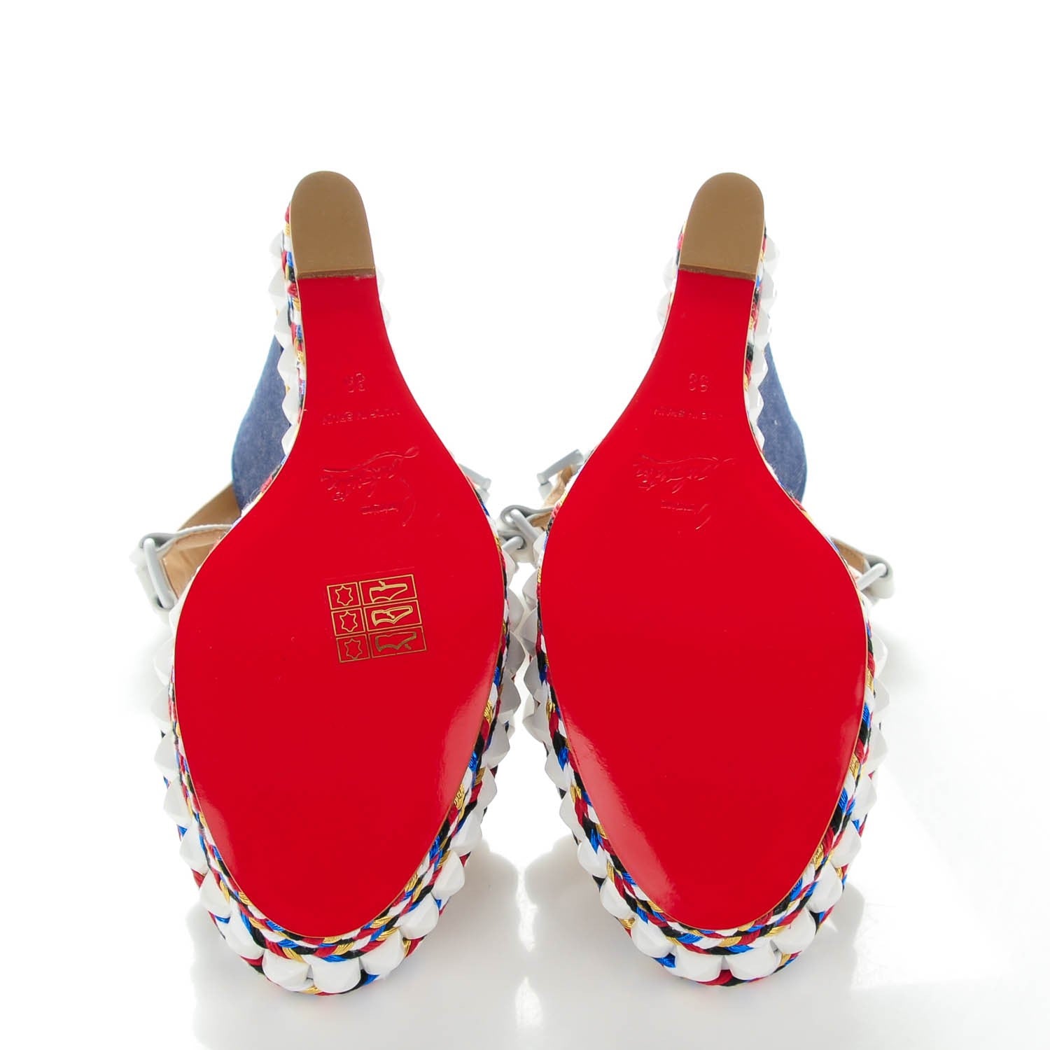 Christian Louboutin Calfskin Rope Denim Cataclou 140 Wedge Sandals 39 White Blue 6 of 8