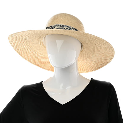 Hermes Straw Brides De Gala Panama Carrousel Hat 56 Naturel Ecru Black 2 of 10