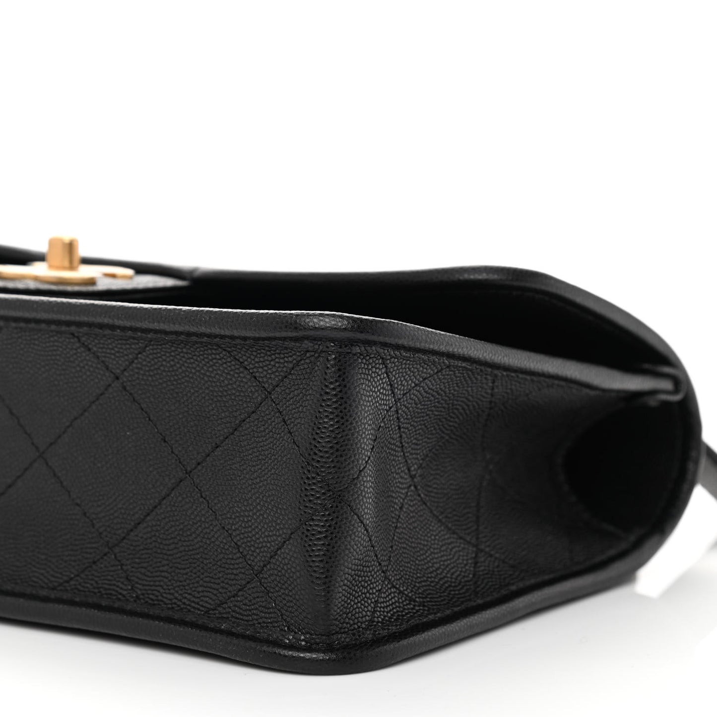 Caviar Quilted School Memory Small Top Handle Flap Black