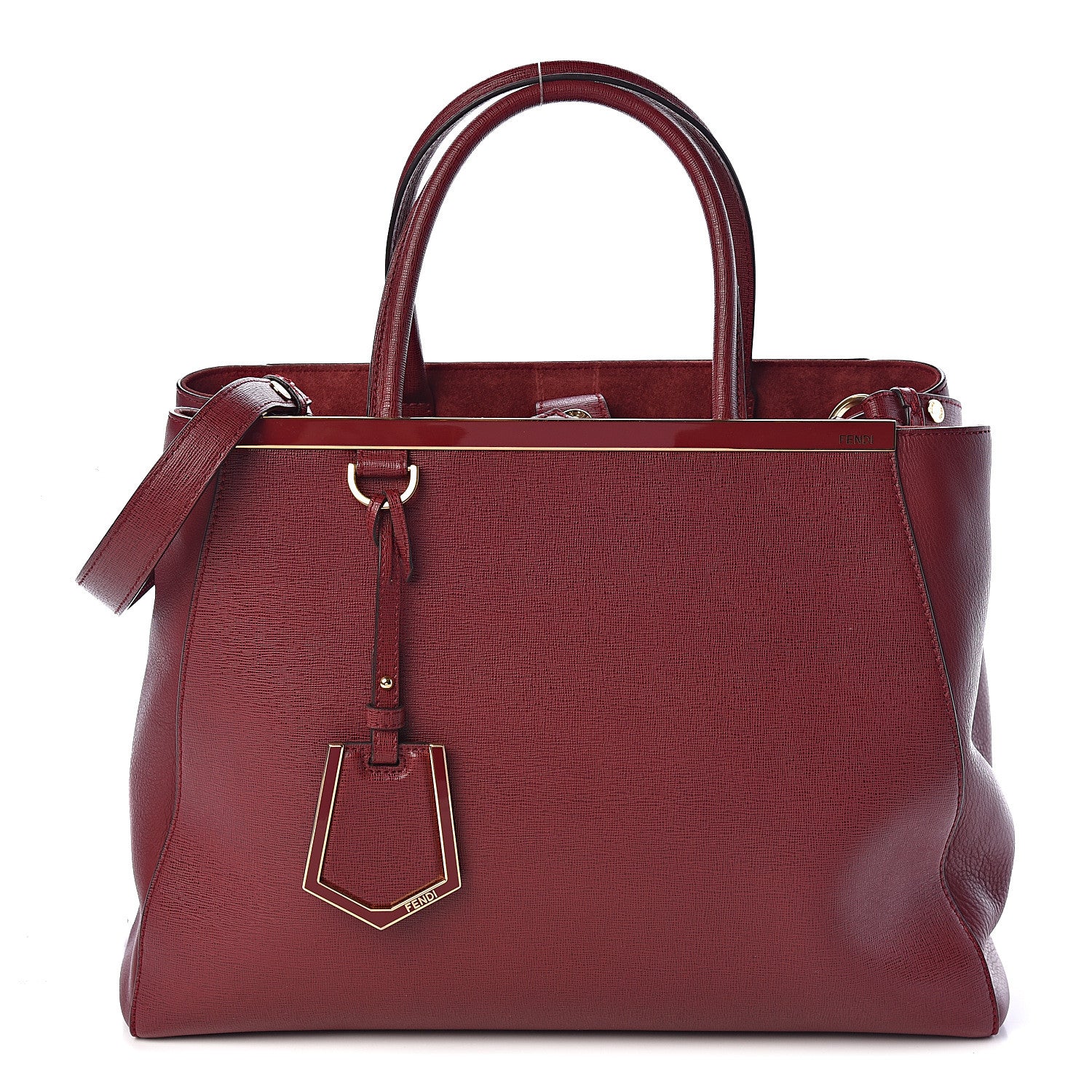 Fendi Vitello Elite Regular 2Jours Tote Rosso Scuro Ciliegia 1 of 11