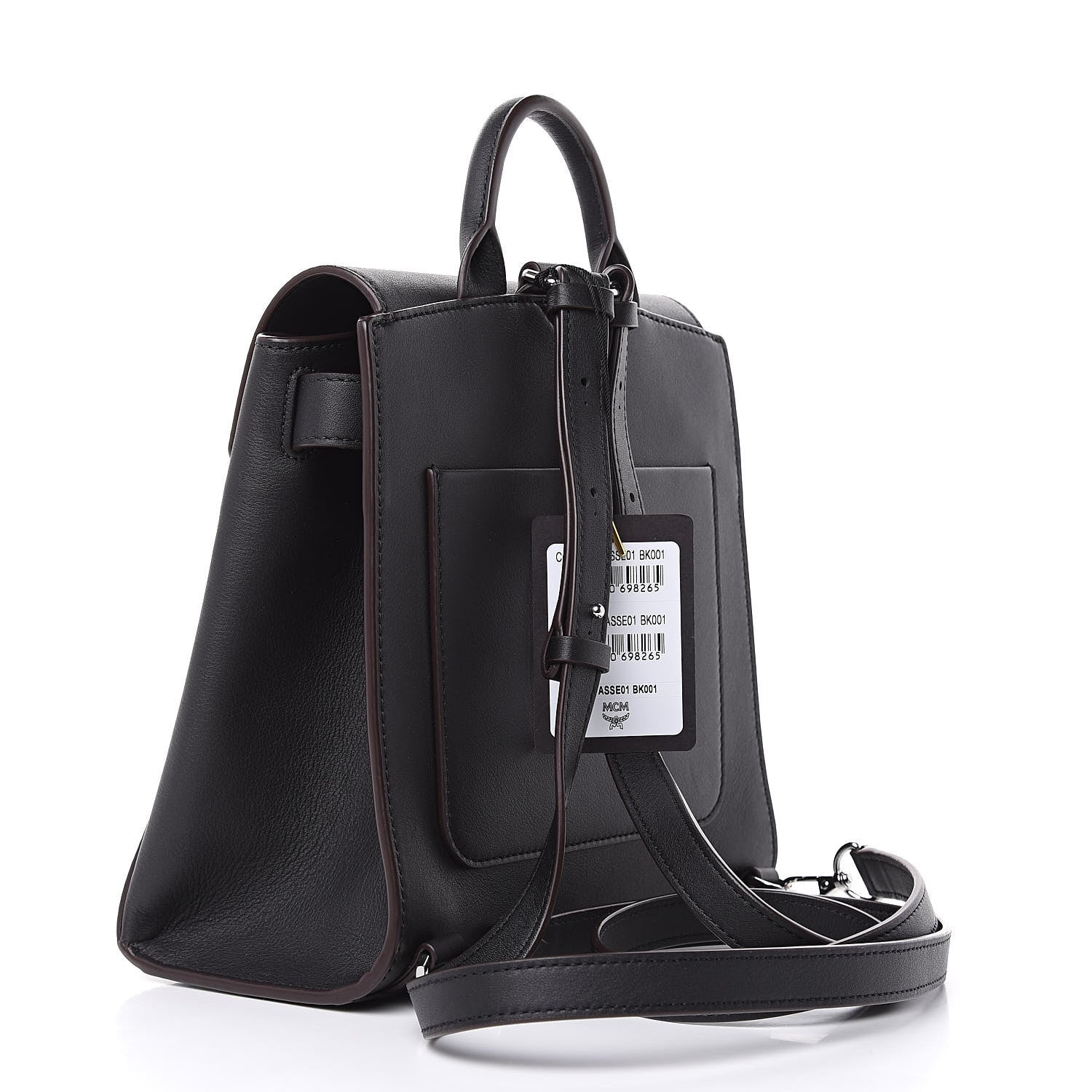 MCM Calfskin Essential Monogram Small Backpack Black 3 of 11