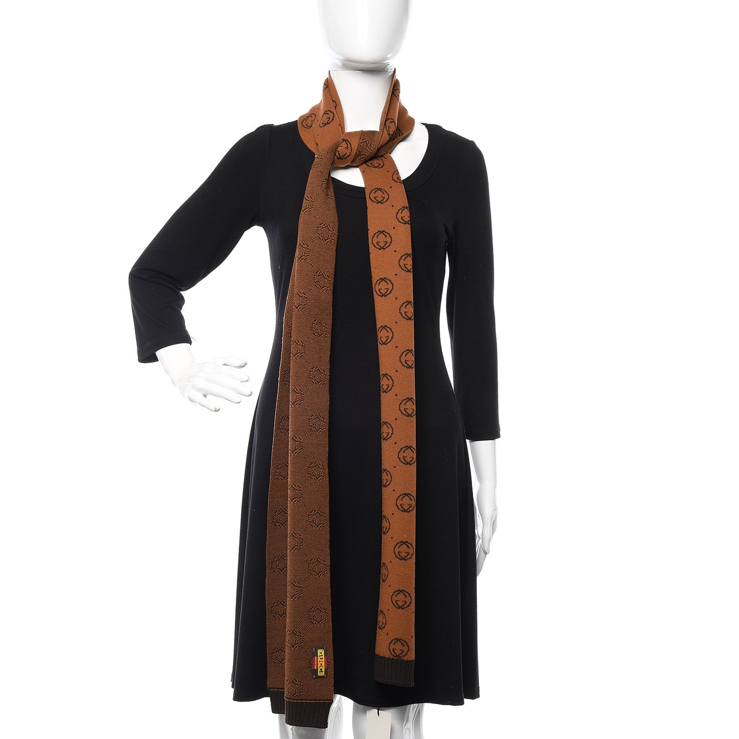 X DAPPER DAN Wool GG Micro Monogram Scarf Brown
