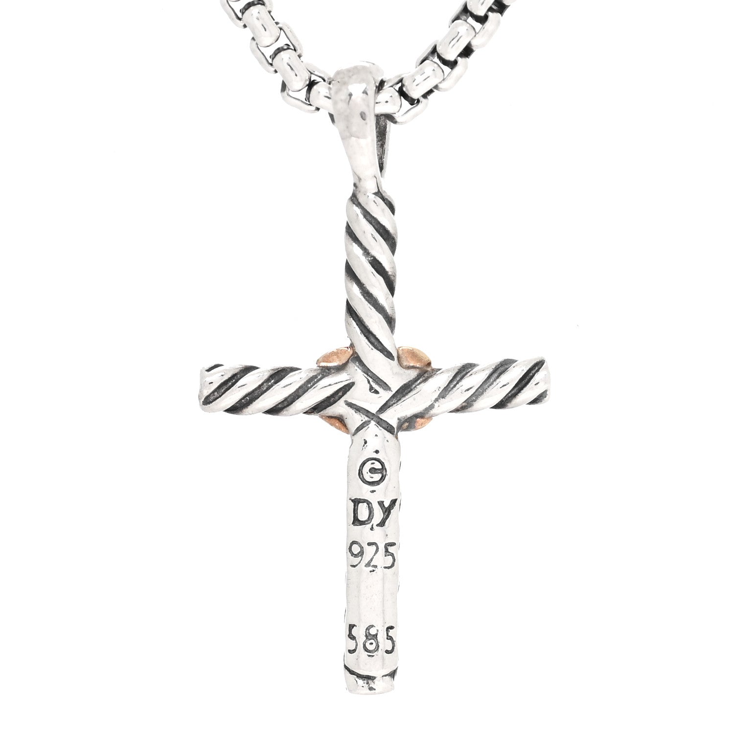 David Yurman Sterling Silver 14K Yellow Gold Petite X Cross Pendant Necklace 5 of 5