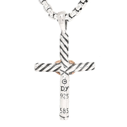 David Yurman Sterling Silver 14K Yellow Gold Petite X Cross Pendant Necklace 5 of 5
