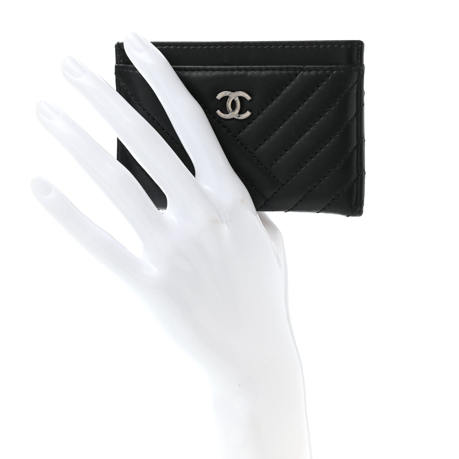 Chanel Lambskin Quilted CC Crossing Card Holder Black 2 of 8