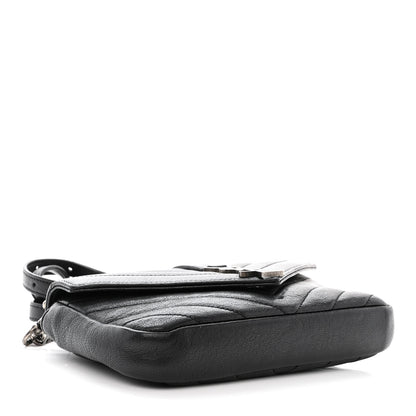 Saint Laurent Sheepskin Matelasse Chevron Monogram College Chain Wallet Black 4 of 12
