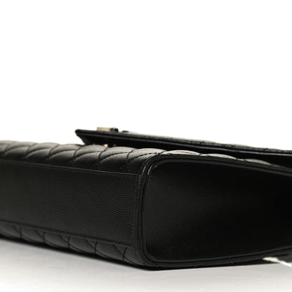 Saint Laurent Grain De Poudre Textured Mixed Matelasse Triquilt Medium Monogram Satchel Black 10 of 12