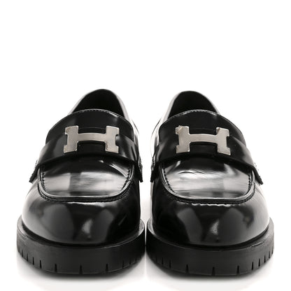 Hermes Calfskin Womens Faubourg Loafers 37 Black 3 of 10