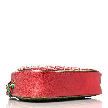 Gucci Laminated Nappa Trapuntata Mini Zumi Dome Shoulder Bag Rosso Jasmine Green Rame 4 of 6