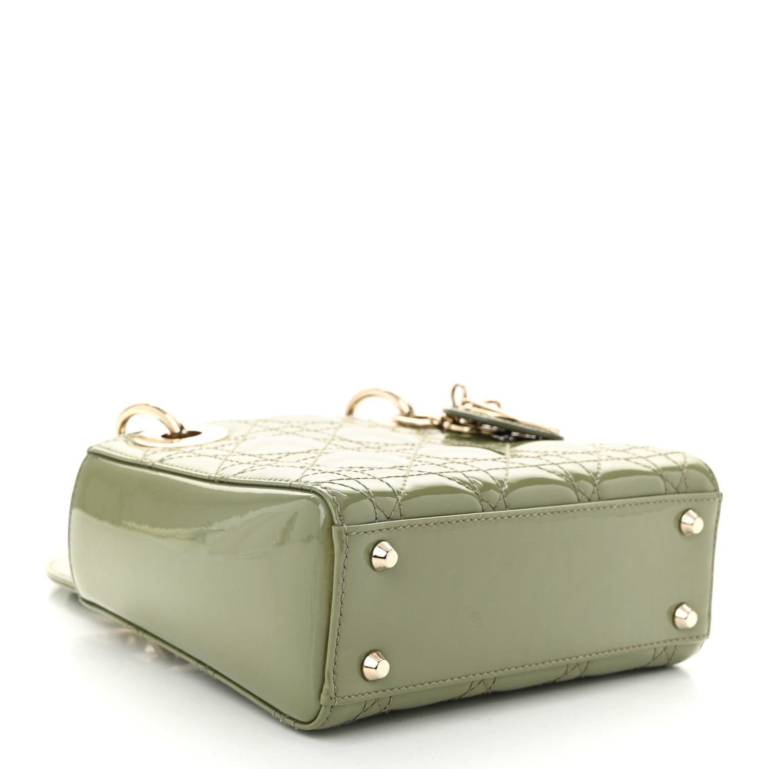 Christian Dior Patent Cannage Mini Lady Dior Dusty Green 4 of 10
