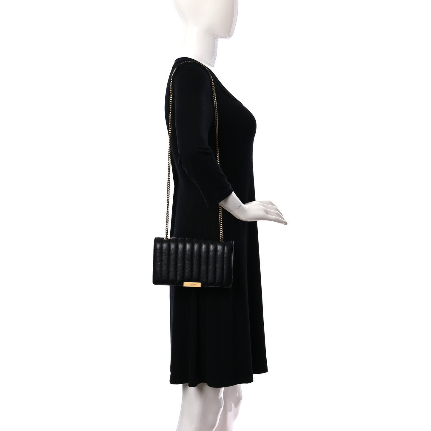 Lambskin Matelasse Amalia Chain Shoulder Bag Black