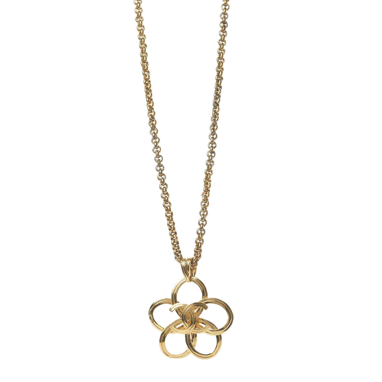 Chanel CC Flower Necklace Gold 1 of 4