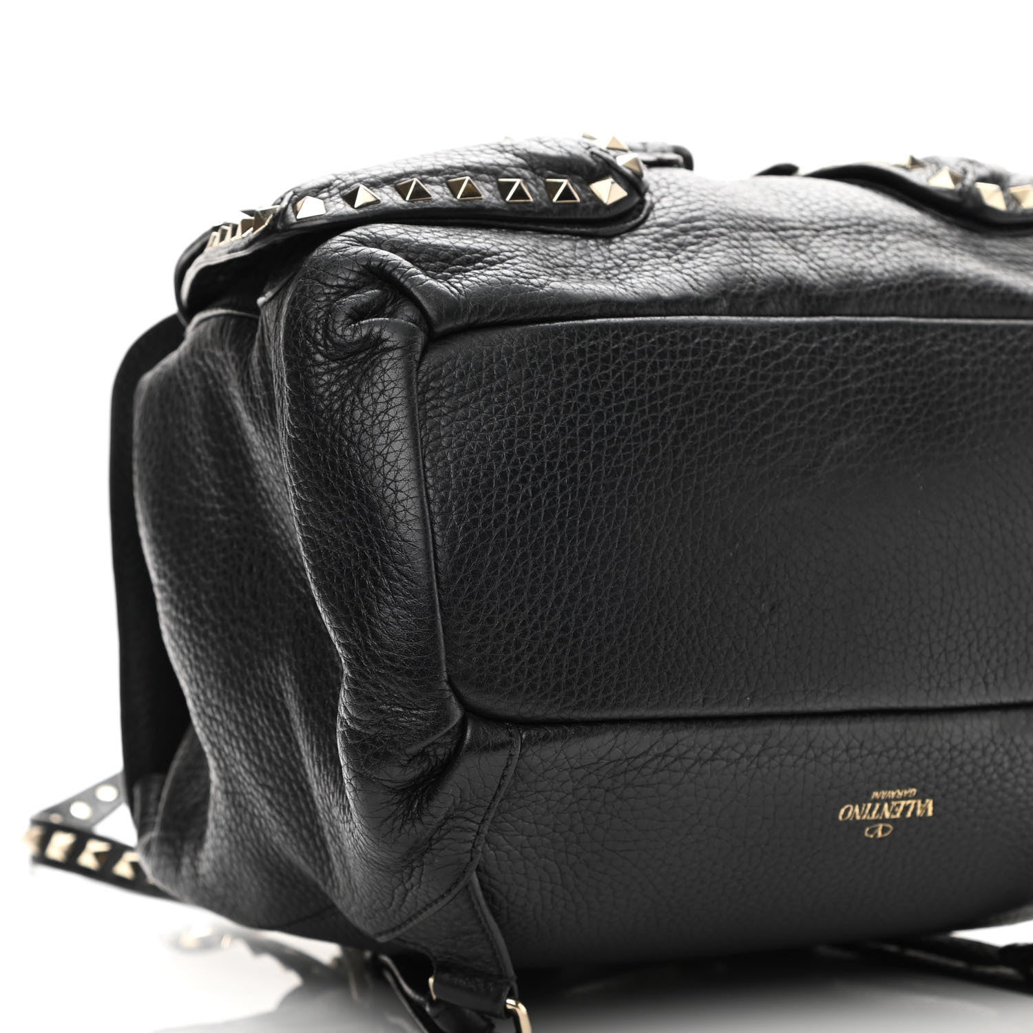 Valentino Garavani Pebbled Calfskin Rockstud Double Pocket Backpack Black 9 of 12