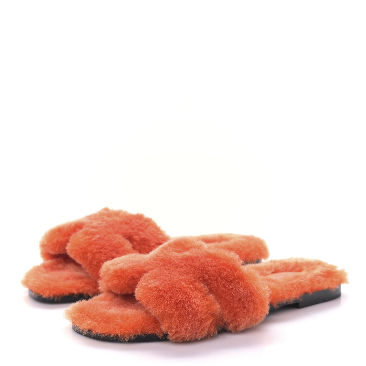 Hermes Woolskin Oran Sandals 38 Orange 3 of 8