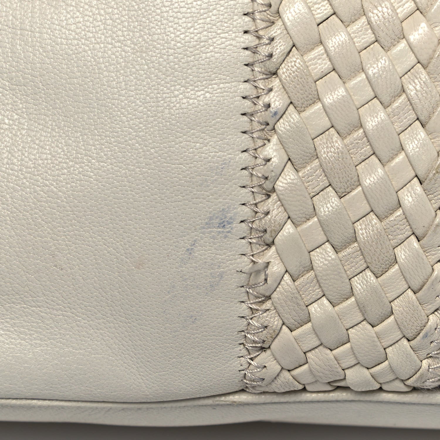 Saint Laurent Calfskin Woven Large Muse White 12 of 16