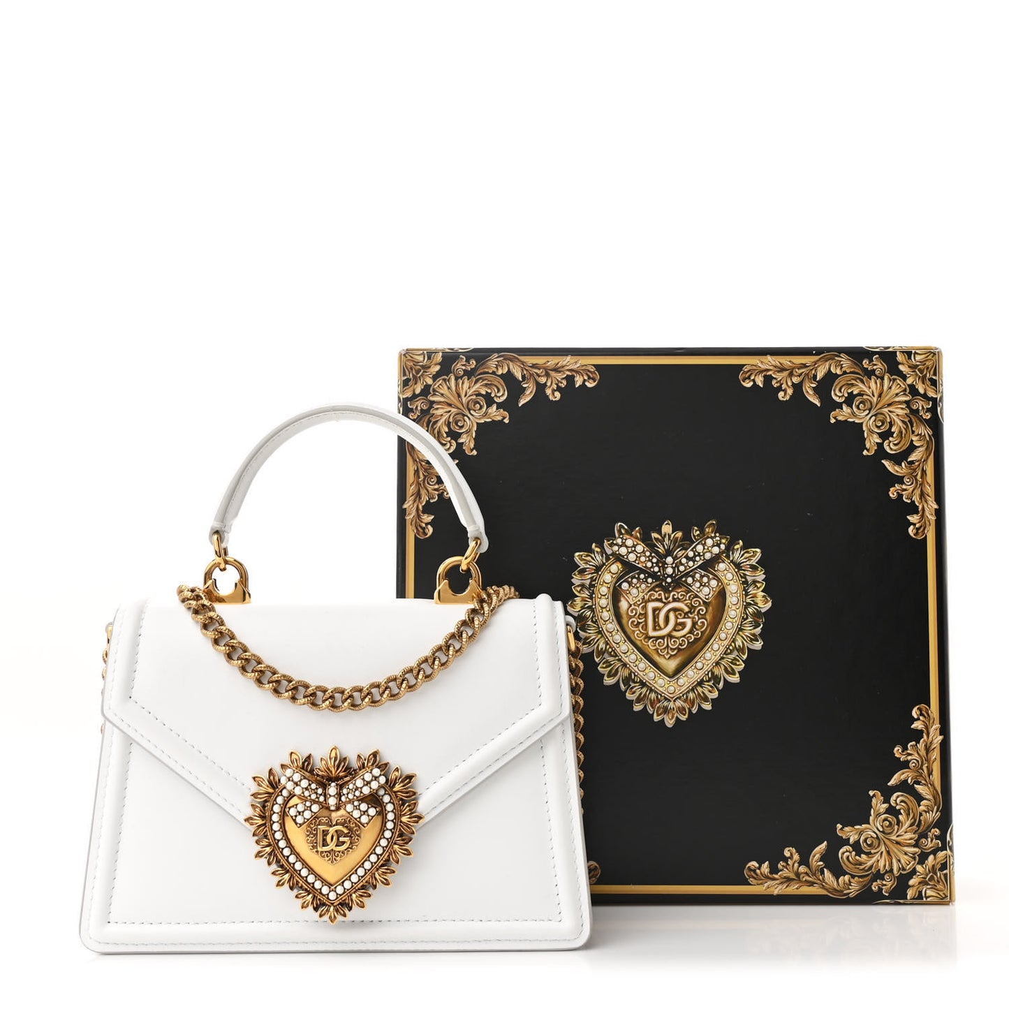 Smooth Calfskin Small Devotion Envelope Top Handle Bag White