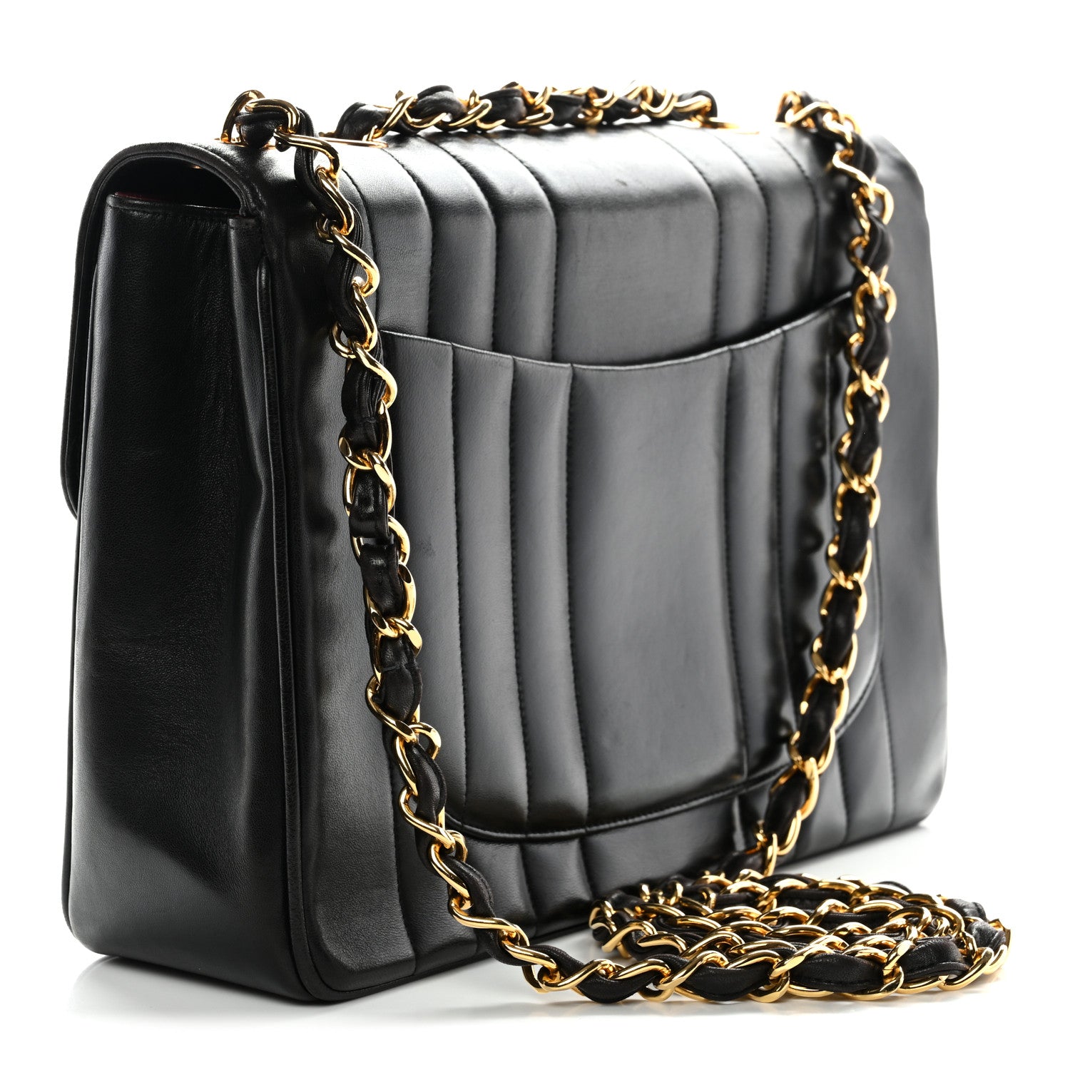 Chanel Lambskin Vertical Quilt Jumbo Single Flap Black 3 of 12