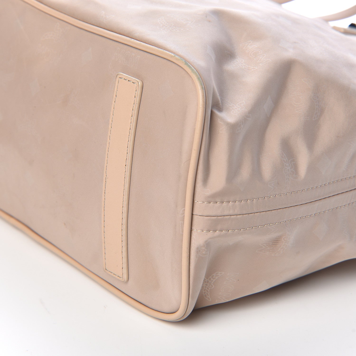 MCM Nylon Monogram Medium Dieter Shopper Tote Beige 10 of 10