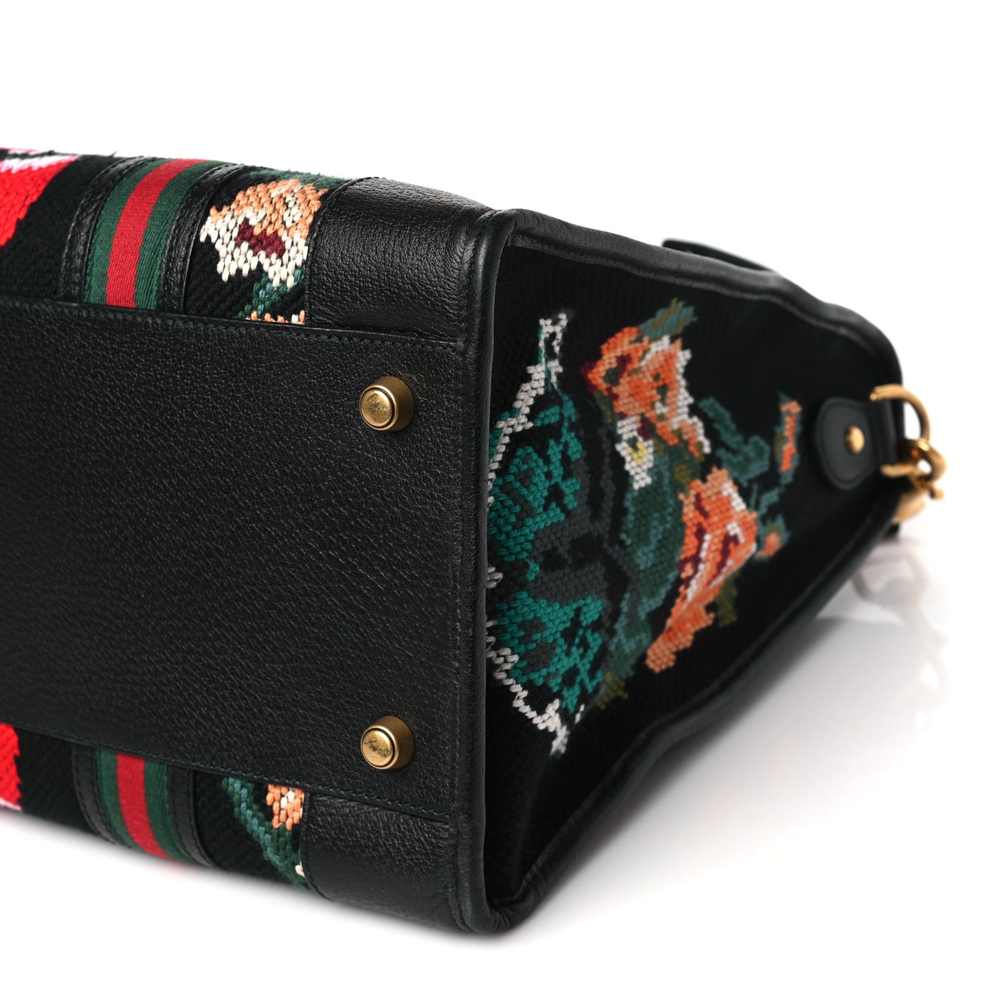 Needlepoint Calfskin Kingsnake Web Large Duffle Bag Black Multicolor