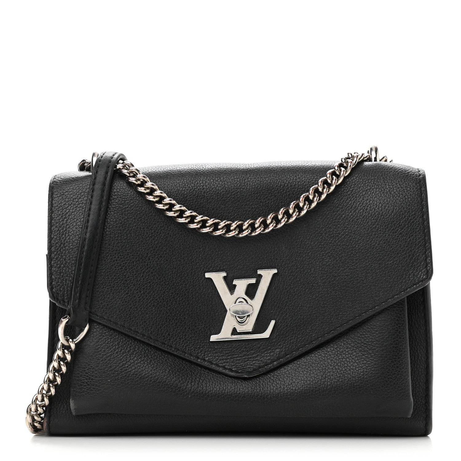 Louis Vuitton Soft Calfskin Mylockme Chain Bag BB Black 1 of 15
