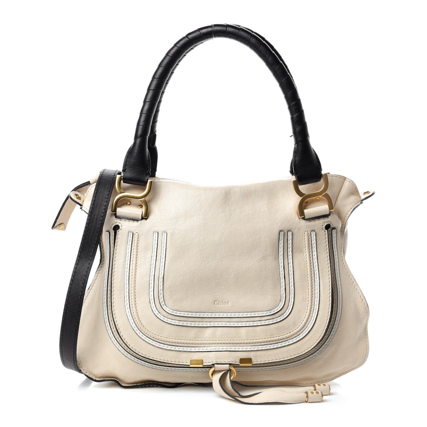 Calfskin Medium Marcie Satchel Abstract White Black