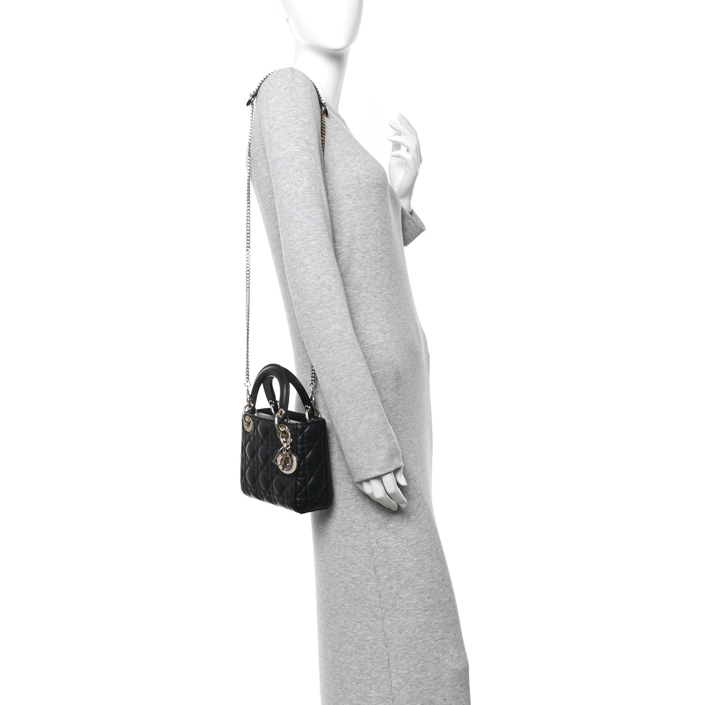 Lambskin Cannage Mini Lady Dior Black
